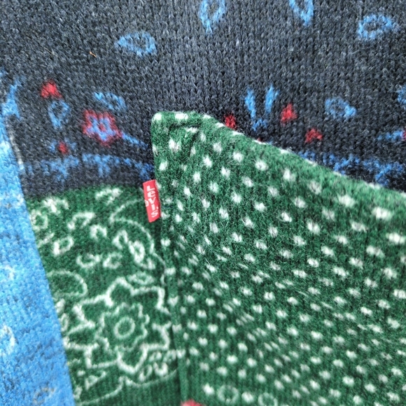 Levi's Hillen Cardigan Sweater Fleece Patchwork Handkerchief Button Up Men's XL - Picture 6 of 11